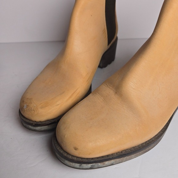 Robert Clergerie Chelsea Beige Size 8 Rustic Leather Platform Distressed Boots‎ - Picture 4 of 10